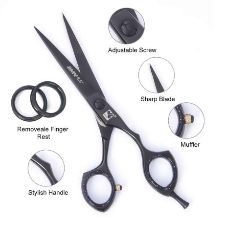 hair cutting scissors Barber Black hairdressing scissors 6.5”inch for salon