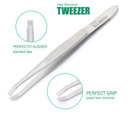 Eyebrow Hair Removal Tweezers with Flat Tip with stylish grip