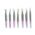 Eye Lashes Tweezers Tatanium Coated Set 7